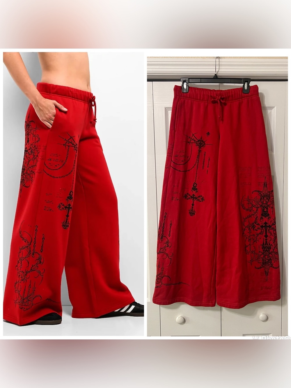 Vitriol Jessa Wide Leg Y2K Sweatpants Loungewear Low Rise Size XS Drawstring